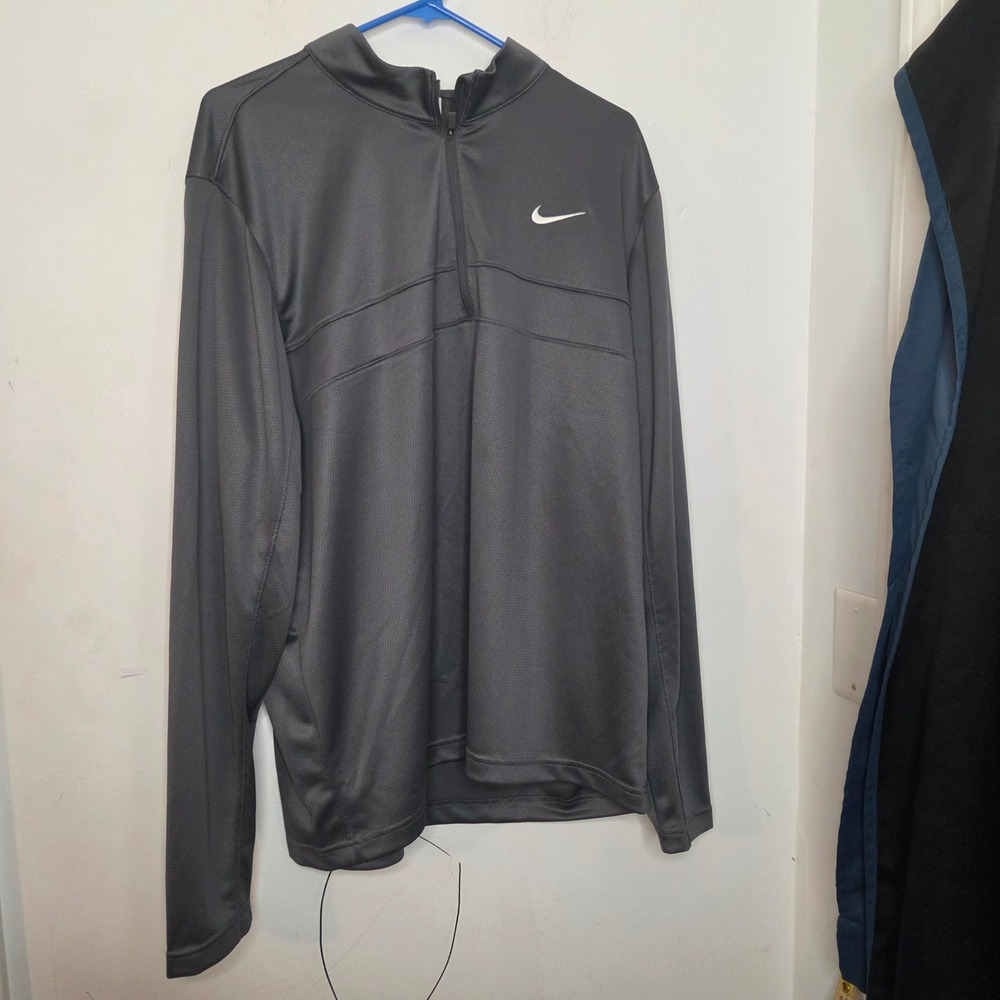 Nike Dri-FIT Mens XL Quarter Zip Pullover Charcoal Grey Long Sleeve Training Top